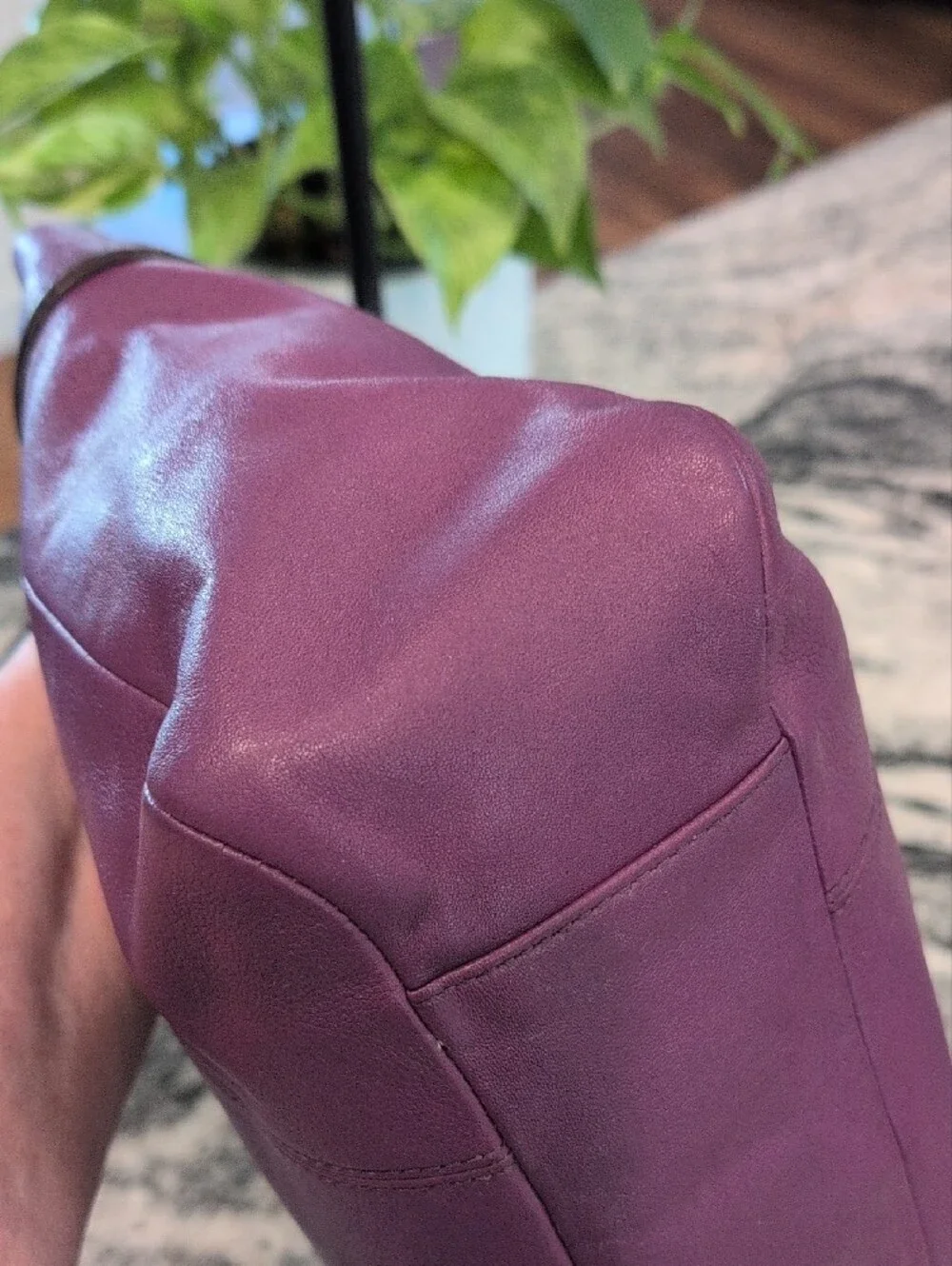 COACH Zoe Purple Glove-tanned Leather Studded Shoulder Bag